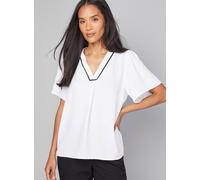 WALLIS Contrast Short Sleeve Overhead Shirt Ivory 12
