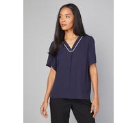 WALLIS Contrast Short Sleeve Overhead Shirt Navy 10