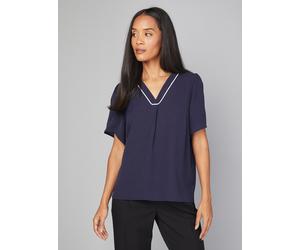 WALLIS Contrast Short Sleeve Overhead Shirt Navy 12