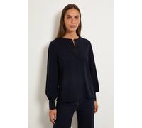 Wallis Contrast Stripe Buttoned Blouse In Navy navy