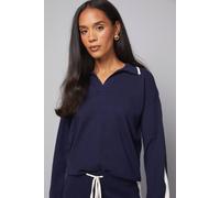Wallis Contrast Stripe Knitted Polo Jumper Co-Ord In Navy navy XL