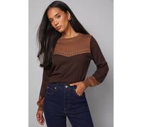 Wallis Contrast Studded Knitted Jumper In Tan tan XL