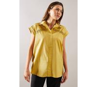 Wallis Cotton Lace Insert Cap Sleeve Shirt In Lime lime 8