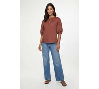 Wallis Women's Cotton Lace Puff Sleeve Top in Chocolate | Size: 20 Wallis Chocolate 20