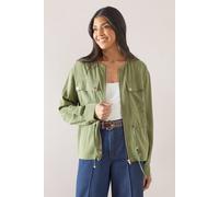 Wallis Cotton Mix Drawstring Pocket Lightweight Jacket In Khaki khaki 14
