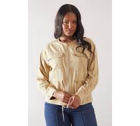 Wallis Cotton Mix Drawstring Pocket Lightweight Jacket In Stone stone 18