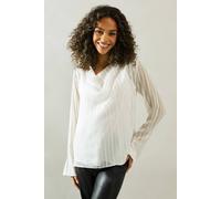 Wallis Cowl Neck Shadow Stripe Collared Blouse In Ivory ivory 18