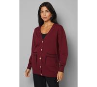 Wallis Cranberry Tipped Button Through Cardigan cranberry