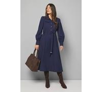 Wallis Crepe Pocket Detail Belted Midi Dress In Indigo indigo 12