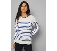 Wallis Crew Neck Stripe Knitted Top In Ivory ivory L