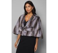 Wallis Women's Cropped Embellished Faux Fur Cape in Mink | Size: Medium/Large Wallis Mink M/L