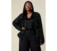 Wallis Curve Green Sequin Waterfall Jacket green 18