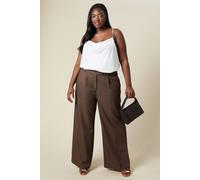 Wallis Curve High Waist Wide Leg Trouser In Chocolate chocolate 28