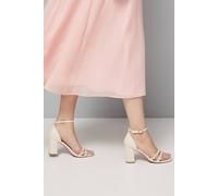 Wallis Damiana Faux Leather Pearl Detail High Block Heel Sandals In Bone bone 3