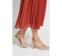 Wallis Daniella Soft Twist High Block Heel Platform Sandals In Gold gold