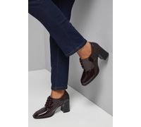Wallis Dante Lace Up High Block Heeled Loafers In Burgundy burgundy