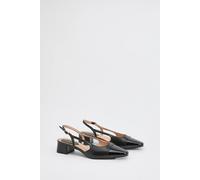 Wallis Daphnie Faux Leather Sling Back Block Heeled Toe Cap Court Shoes