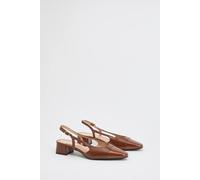 Wallis Daphnie Faux Leather Sling Back Block Heeled Toe Cap Court Shoes