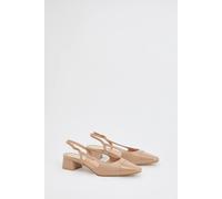 Wallis Daphnie Faux Leather Sling Back Block Heeled Toe Cap Court Shoes