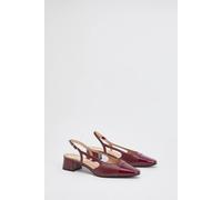 Wallis Daphnie Faux Leather Sling Back Block Heeled Toe Cap Court Shoes