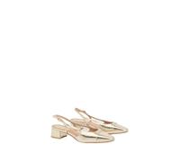 Wallis Daphnie Faux Metallic Leather Sling Back Block Heeled Toe Cap Court Shoes