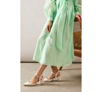Wallis Delphie Open Back Pointed Low Block Heel Court Shoes In Bone bone 7