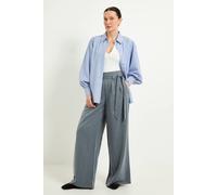 Wallis Women's Denim Look Belted Wide Leg Trouser in Indigo | Size: 16 Wallis Indigo 16