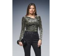 Wallis Devore Jersey Bar Detail Top In Khaki khaki 18