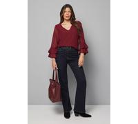 Wallis Dobby Flute Sleeve Top In Wine wine 12