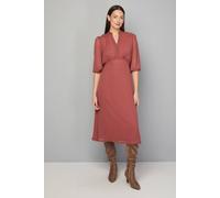 Wallis Dobby Pleat Detail Button Midi Dress In Rose rose 18