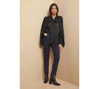 Wallis Dobby Spot Tie Neck Blouse In Black black 20