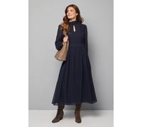 Wallis Dobby Tie Neck Detail Midaxi Dress In Navy navy 10