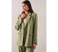 Wallis Double Breasted Button Detail Blazer In Khaki khaki 18