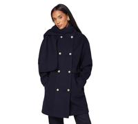 Wallis Double Breasted Scarf Detail Coat, 16, navy