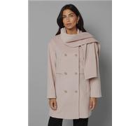 Wallis Double Breasted Scarf Detail Coat In Pink pink 16