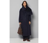 Wallis Women's Double Breasted Twill Scarf Detail Coat in Navy | Size: 18 Wallis Navy 18