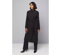 Wallis Women's Double Crepe Wrap Belted Coat in Black | Size: 18 Wallis Black 18