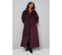 Wallis Elastic Cuff Collar Detail Maxi Coat In Berry berry
