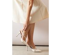 Wallis Ella Faux Leather Asymmetric Strap Slingback High Heel Court Shoes In Bone bone 7