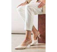 Wallis Ellie Faux Leather Asymmetric Strap Slingback Kitten Heel Court Shoes In Bone bone 3