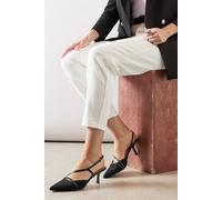 Wallis Ellie Faux Suede And Patent Asymmetric Strap Slingback Kitten Heel Court Shoes In Natural Black natural black 3