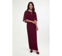 Wallis Embellished Cape Maxi Dress In Wine wine