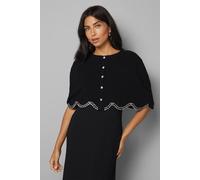 Wallis Embellished Knitted Cape In Black black S