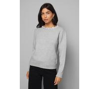 Wallis Embellished Neck Trim Jumper In Grey Marl grey marl S