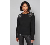 Wallis Embellished V Neck Jumper In Black black