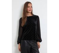 Wallis Embellished Velvet Blouse In Black black
