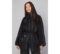 Wallis Embroidered Cape Coat In Black black