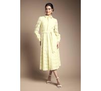 Wallis Women's Embroidered Floral Organza Shirt Midi Dress in Yellow | Size: 18 Wallis Yellow 18