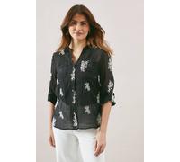 Wallis Embroidered Overhead Shirt In Black black