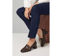 Wallis Emma Faux Leather Buckle Detail Medium Heeled Loafers In Brown brown